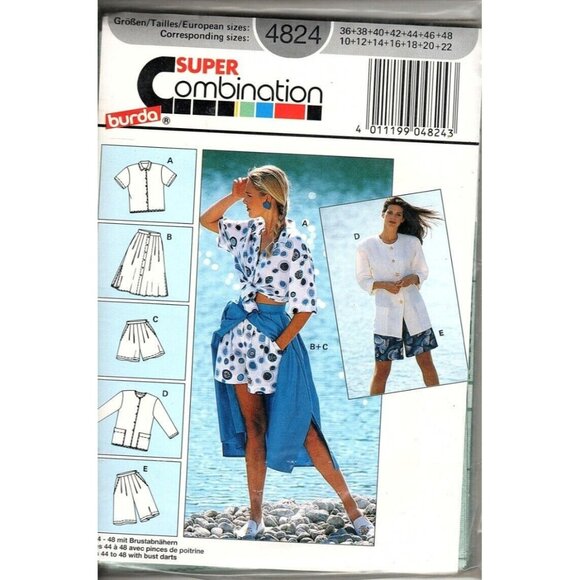 Burda Misses 10 to 22 Shorts, Tops, Skirt and Jacket Uncut Sewing Pattern New - Picture 1 of 2